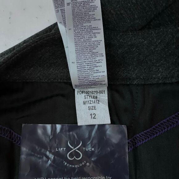 New NYDJ Lift Tuck Slim Leg Charcoal Gray Trouser Pants Stretch Trim NWT 12 - Picture 11 of 11